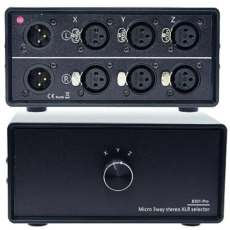 No External Power No Noise 3 in 1 Out XLR Audio Selector Switch Balanced Audio Converter 3 Channel Splitter switcher Box 3-Way Stereo Passive Select Switcher