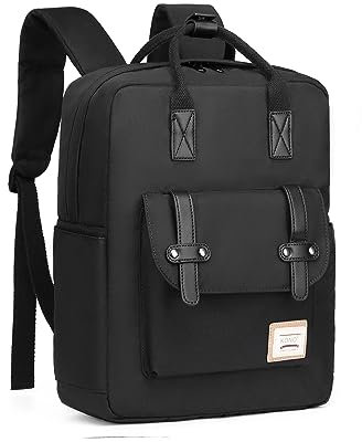 KONO Schulrucksack Unisex College Rucksack Leichte Schultasche Casual Tagesrucksack College Reise Business für Männer Frauen Jungen und Mädchen passt 13 Zoll Laptop(F-Schwarz)