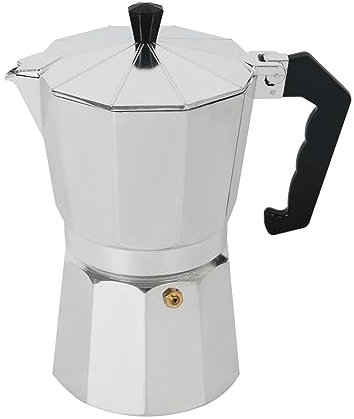 IGTOPS Cafetera de aluminio para 9, 12, 14 tazas, cafetera italiana, cafetera espresso, válvula de seguridad que evita el desbordamiento (12 tazas, 600 ml)