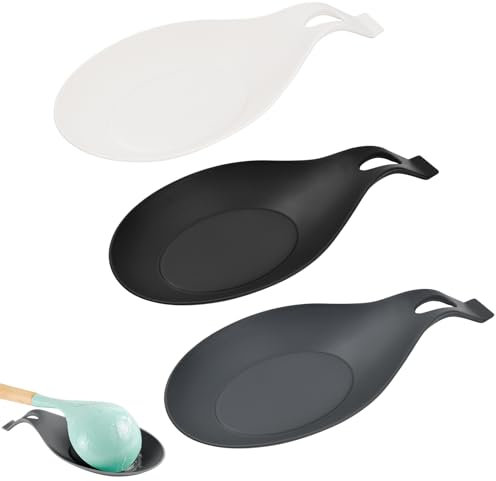 3 Piezas Reposa Cucharas Cocina Silicona, Práctico Soporte Cucharas Cocina, Accesorios de cocina Apoya Cucharas Cocina para Cucharas, Cubiertos Espátulas