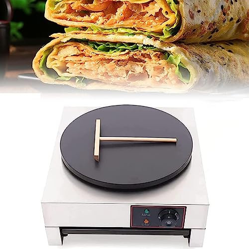 Crepiera da 3000 W, 110 V/220 V Crepiera e crepiera con piastra in ferro da 40 cm Bordi rialzati Vassoio estraibile antiaderente, Piastra per crepe per fare crepes, frittelle, uova, omelette