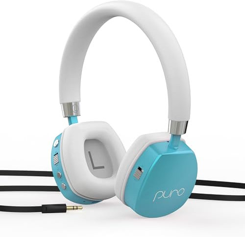 Puro Sound Labs PuroQuiet Plus Lautstärkebegrenzte On-Ear Active Noise Cancelling Bluetooth Kopfhörer – Leichte Kopfhörer für Kinder mit eingebautem Mikrofon – Sicherer Sound (Türkis)