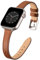 Leather Strap Compatible with Apple Watch Straps 42mm(Series 10) 41mm 40mm 38mm,Genuine Slim&Thin Leather Replacement Band for Apple Watch Series 10 9 8 7 6 5 4 3 2 1/SE(Brown&Starlight)