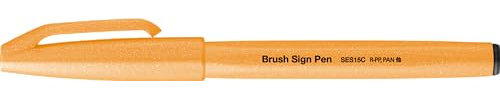 Pentel SES15C-FFX Brush Sign Pen neon-orange, Faserschreiber, pinselähnliche Spitze, 1 Stück