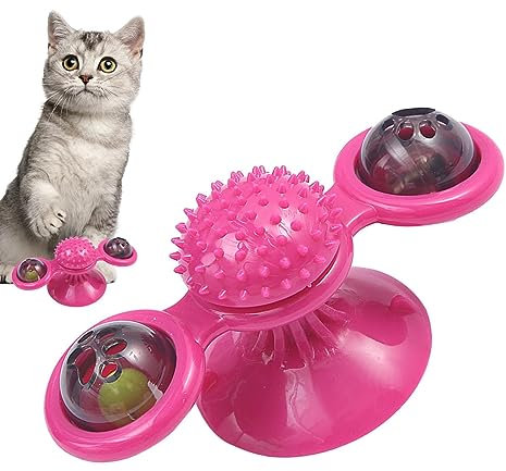 Katze Drehen Windmühle Spielzeug, Windmühle Katzenspielzeug, Plattenspieler Kitzeln Katzenspielzeug, Interaktives Katzentraining Drehteller Teasing Toys Katzen Rotierende Windmühle Spielzeug mit