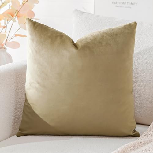 Artscope Samt Kissenbezug Kissenhülle Dekorative Dekokissen Sofakissen Lendenkissen Wurfkissenbezug Sofa Schlafzimmer 50x50cm Gelbbraun
