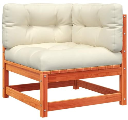 vidaXL Garten-Ecksofa mit Kissen Wachsbraun Massivholz Kiefer