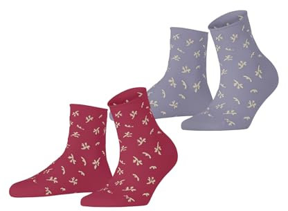 ESPRIT Damen Socken Twig W Sso Baumwolle gemustert 2 Paar, Mehrfarbig Lilac Pink 0070, 39-42