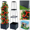 2 Packungen Hochbeet Tomaten-Pflanzkasten mit Rankgitter, 113,8 cm, selbstbewässernder Tomatenkäfig mit trapezförmigem Rankgitter für Kletterpflanzen, Blumen, Gemüse, Reben auf Terrasse, Garten,
