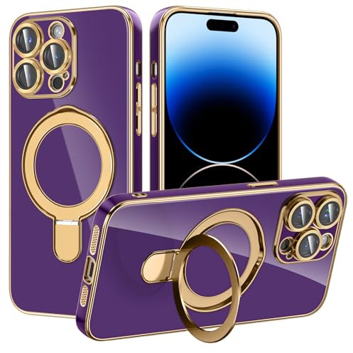 Petocase for iPhone 14 Pro Max Case with Magnetic Invisible Stand[Compatible with MagSafe] Drop Protection Shockproof Slim Fit Cover Camera Protector Case for Apple iPhone 14 Pro Max,Purple
