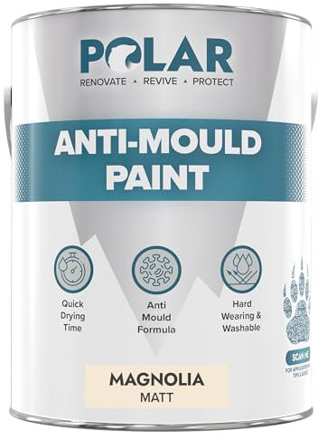 Polar Anti Mould Paint - Magnolia 5 Litre - Prevent & Control Mould On Internal Walls & Ceilings - Easy To Apply