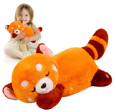 Mineup Roter Panda Kuscheltier, 35cm Red Panda Plush, Kawaii Panda Plüschtier, Kuscheliger Panda Plüsch, Roter Panda Plüschtier, Panda Puppen Kissen Geschenke für Kinder Weihnachten Geburtstag