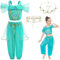 LCXYYY Jasmin Kostüm Mädchen Fasching Cosplay Arabisch Prinzessin Jasmin Bauchtanz Outfit Top und Hose mit Zubehör Anzug Halloween Weihnachten Karneval Festkleid für Kinder Geschenke 3-9 Jahre