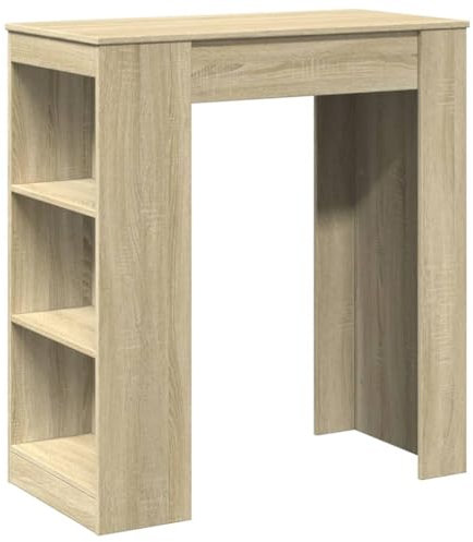 vidaXL Bartisch mit Regal, Stehtisch mit Stauraum, Tresentisch für Küche Wohnzimmer Essbereich, Küchentisch Bistrotisch, Sonoma-Eiche Holzwerkstoff