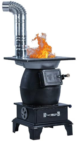YYUINU Holzofen Für Den Innenbereich, Landwirtschaftlicher Heizofen Aus Verdicktem Gusseisen, Rauchfreier Herd,geeignet Für Das Tägliche Kochen, Essen Im Freien, Grillen,with Smoke Pipe-52CM