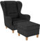 Supellex Sofia Ohrensessel mit Hocker | Design Kunstleder Texas Anthrazit
