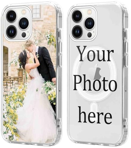 Coiwxmoi Personalisierte Magnetisch Handyhülle für iPhone 13 Pro Max 6,7'' [Kompatibel mit MagSafe], Klare Personalisiert Hülle mit Bild Foto Text Selbst Gestalten Schutzhülle für iPhone 13 Pro Max