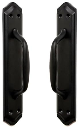 ARCO - Manillones para Puertas Correderas – Set de 2 Asas con Placa en Acabado Negro
