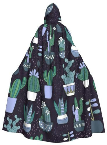 WenDang Capa con capucha con estampado de plantas suculentas de cactus para adultos, para fiestas, carnavales, cosplay, disfraz de adulto