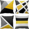 Kissenbezüge 4er Set 45x45cm Dekorative Kissenhülle, Leinen Zierkissenbezüge mit unsichtbarem Reißverschluss, Weich Kissen Bezug Zierkissen für Sofa Zuhause Dekor, Gelbe und Schwarze Geometrie SD3225