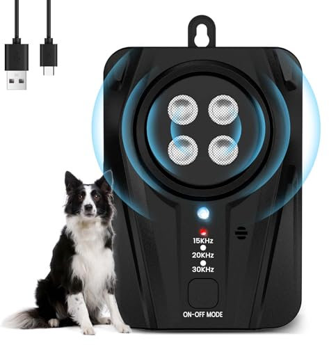 Tohoyard Antibell, Antibell Ultraschall Gerät, 3 Stufen Automatisch Antibell für Hunde mit 33ft, Wiederaufladbares & Wasserdichtes Anti Bell Gerät Hunde, für Große KleineHunde Innen Außenbereich