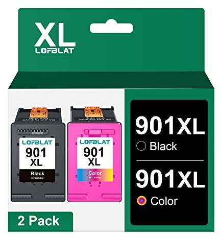LOFBLAT 901 XL Kompatibel mit HP 901 Druckerpatronen Officejet 4500 J4580 J4680 J4524 J4535 J4540 J4550 J4585 J4624 J4660 (2er-Pack, 1 Schwarz 1 Farbe)