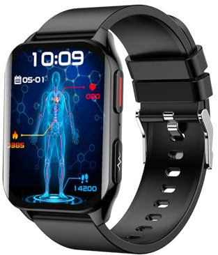 cosescos Smartwatch M3, Blood Pressure/Heart Rate/Uric Acid/Lipid/Temperature Tracking, Waterproof Fitness Tracker with Bluetooth Calling and 7 Days Battery Life, IOS/Android Compatible (Black)