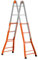 Paluplus Scala Telescopica in Acciaio, 4+4 Pioli, Altezza massima di lavoro 4,70 metri, 3 Configurazioni con Snodo in Acciaio, Piedini Antiscivolo, Portata Max 100 Kg -A0040