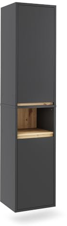 Vicco Hochschrank Grau/Artisan Viola 38x170x33 cm - Badschrank, Leichte Reinigung des Bodens Dank wandhängender Montage