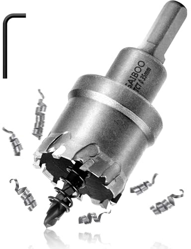 SAIBOO Lochsäge Hartmetall-Bohrer, TCT-Metall Lochsäge Bohrer TCT-Bohrer-Lochsägen mit Zentrierbohrer für Löchern in Edelstahl, Baustahl, Legierung, Eisen, Aluminium, Kupfer, Messing (35 mm)