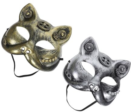 Gatuida 2pcs Steampunk Half Face Animal Mask for Halloween Christmas Easter Costume Parties Unique Design with Quality Craftsmanship Lightweight Portable Accessory