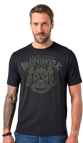 JP 1880 Herren große Größen Übergrößen Menswear L-8XL T-Shirt, Halbarm, Brustprint schwarz 5XL 842388100-5XL