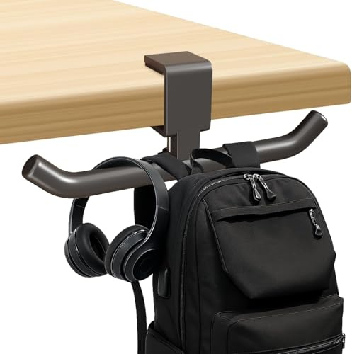 ManyRICE 80-lb Heavy-Duty Bag Hook for Desk or Table,Adjustable Purse Hanger,Purse Hook,Backpack Holder for Table & Handbag Hanger,Space-Saving Organizer for Classroom, Dorm Office,Home (Black)