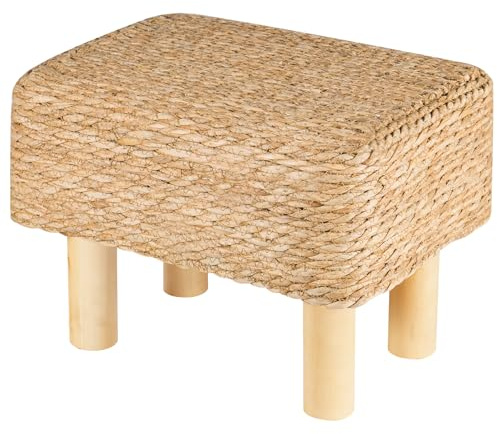 SUNNYNEST Foot Stool 39x28x28cm Hand Weave Rectangle Ottoman Multifunctional Change Shoe Footrest Dressing Stool for Living Room Bedroom