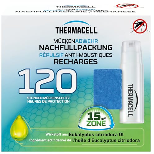 Thermacell Mückenabwehr Nachfüllpackung – 120 Stunden Mückenschutz, Unscented, 30 Wirkstoffplättchen & 10 Gaskartuschen, Grün