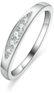 Gualiy Eheringe Platin, Trauringe mit 5 Rund Moissanit Trauringe Damen Gr 62