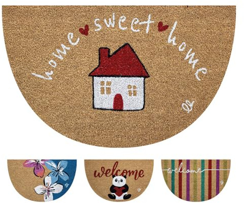 OLIVO.shop FANTASY 13 - Zerbino cocco colorato a mezzaluna, Zerbino Ingresso Esterno in Cocco, Tappetino Antiscivolo Colorato 40x65 cm Mezzaluna (HOME)