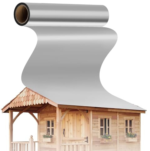 Victoam Selbstklebende Dachfolie Aluminium 5㎡(1x5m), Bitumen Dachbahn | Starker Bitumenkleber, für Gartenhaus, UV-beständig 1,2mm Stark, Einfache Verlegung für Garagendach Schuppen