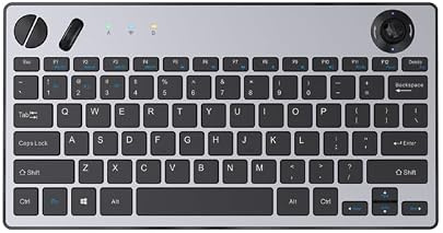 JOMAA Teclado inalámbrico Trackball de 78 teclas, Bluetooth 5.0 y 2,4 G con ratón Trackball de 19 mm para Windows, Mac, iOS, Android, ordenador, tableta, escritorio
