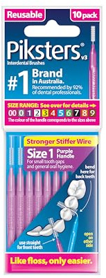 Piksters Interdental Brush Tight Gaps 10 Pack Purple Size 1