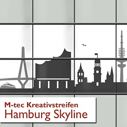 Kreative Sichtschutzstreifen - Motiv Hamburg Skyline 1A PVC Qualität 12 Streifen (6er Pack) - SIE KAUFEN Hier DIREKT BEIM Hersteller -