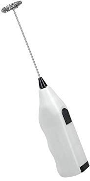 Metaltex 25.92.31 Espumador de Leche eléctrico Manual con batidor en Espiral de acero Inoxidable, Color Blanco