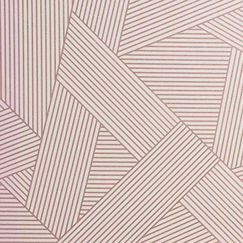 Crown Emporium Duke Rose Gold Wallpaper M1463 - Geometric Stripe Blocks Glitter