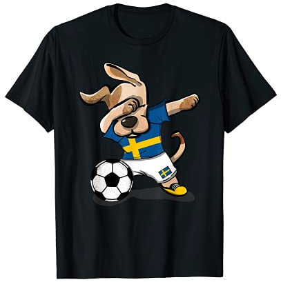 Dabbing Dog Sweden Soccer Jersey Swedish Football Lover Gift T-Shirt