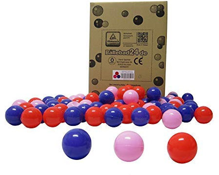 Bällebad Bälle 200 Stück Bällebad24 Rot-Pink-Lila Mix, Spielqualität, TÜV geprüft und Zertifiziert 2019