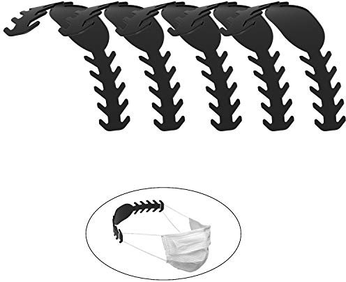 5x Elastische Maskenhalterung für Mundschutz -Comfort- Verstellbare Maskenhaken wiederverwendbar Halterung Bandverlängerung für Atemschutzmasken Mask Extender (5x Schwarz)