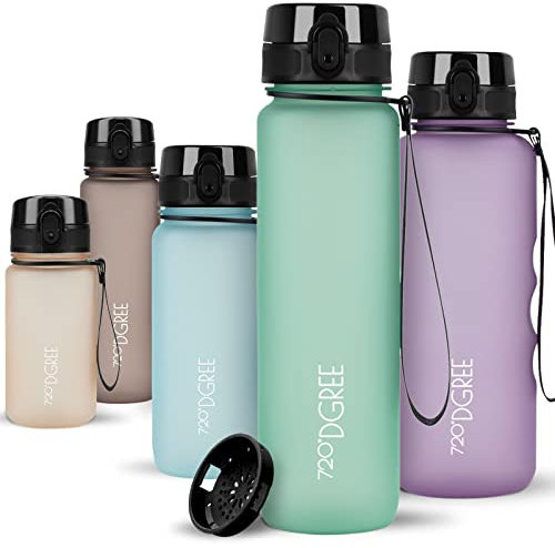 720°DGREE Trinkflasche 1l Sport “uberBottle“ softTouch +Sieb - BPA-Frei - Wasserflasche für Uni, Arbeit, Fitness, Fahrrad, Outdoor, Job - Sportflasche aus Tritan - Leicht, Stoßfest, Wiederverwendbar