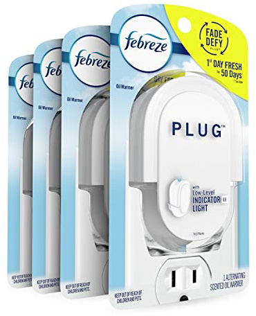 Febreze Plug In Air Freshener Fade Defy Plugs, Scented Oil Warmer- Pack of 4