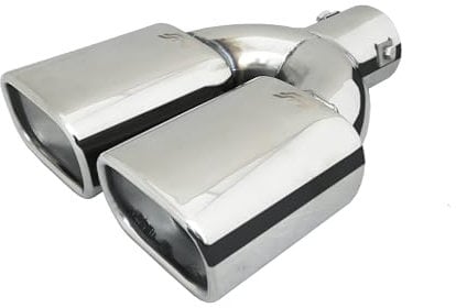 Simoni Racing Auspuffblende Doppel Rechteckig Edelstahl - 95x70xL265mm - Anschluß 33->63mm