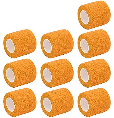 Mintice 10 Rollen Selbstklebender Bandage Elastische Selbsthaftende Cohesive Fixierbinde Kohäsive Verband Fingerverband Wundverband 5cm * 4,5m Orange